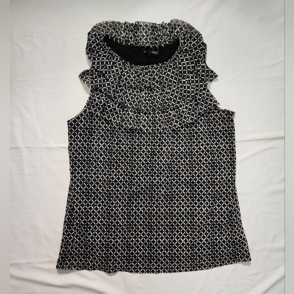 New Directions Womens Ruffle Neck Sleeveless Blouse 2X